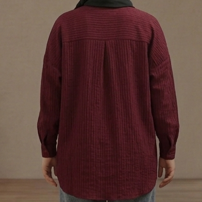 Bürümcük Dokulu Oversize Gömlek - Bordo